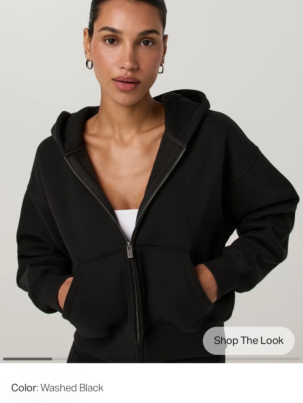 Vuori Washed Black Restore Essential Full Zip Hoodie